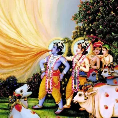 Krishna Swallows the Forest Fire