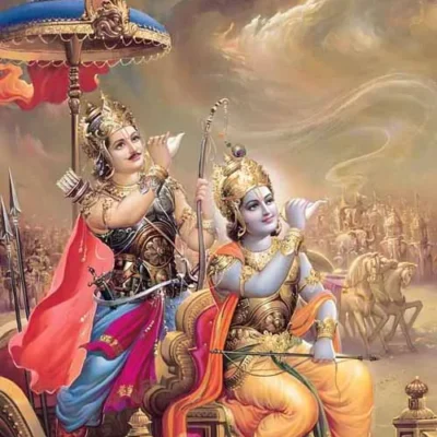 krishna and arjuna Conch blowing