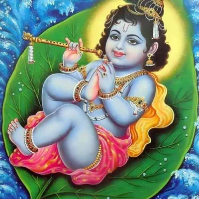 Baby Krishna on Leaf