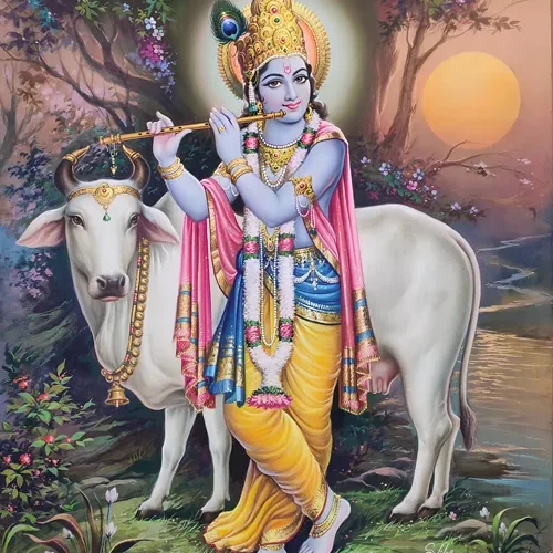 Lord krishna with cow