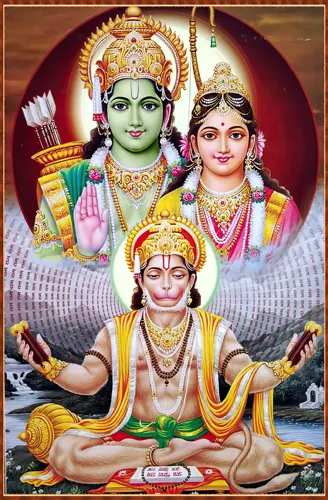 Hanuman with Ram and sita